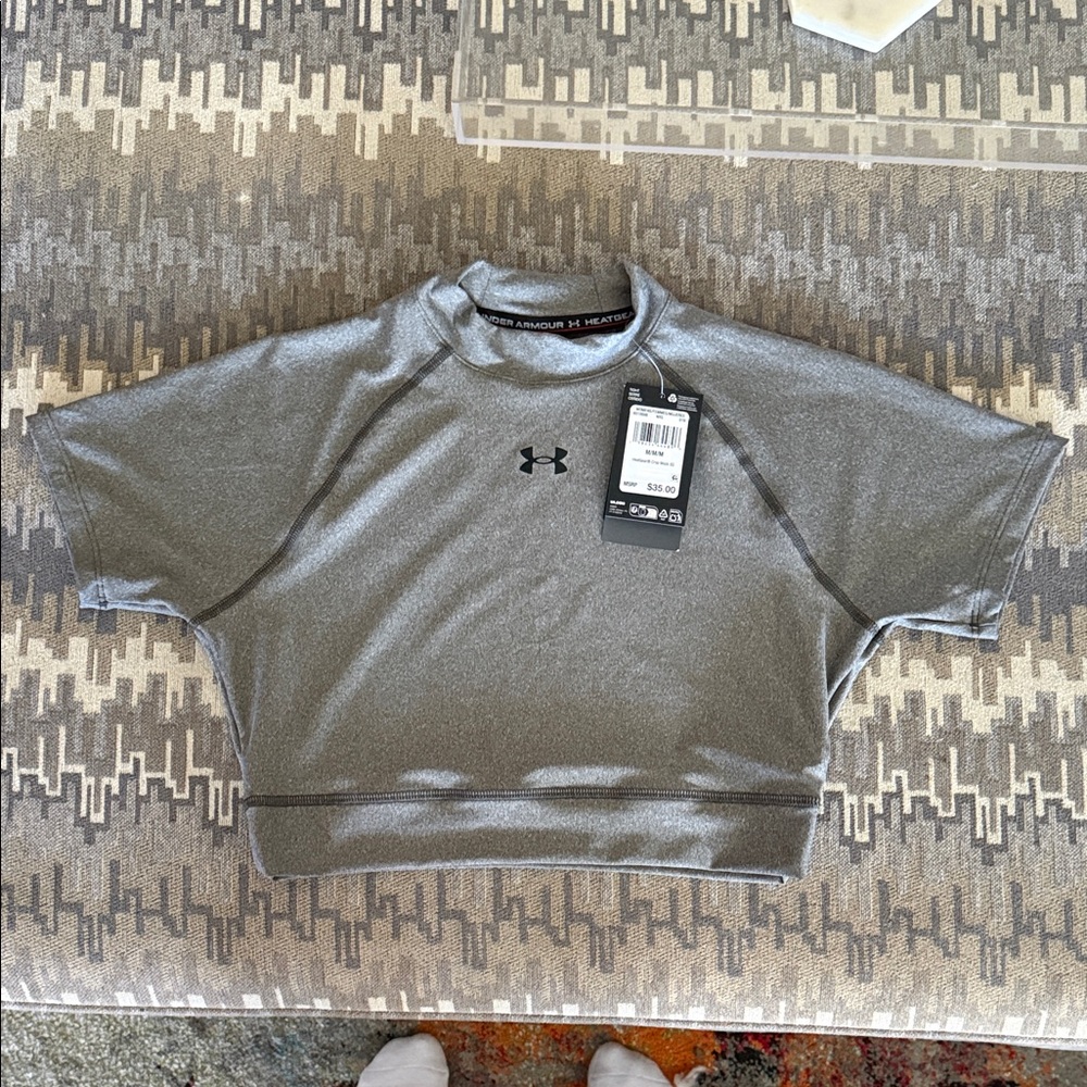 Under Armour Heather Gray Short Sleeve Crop Tee